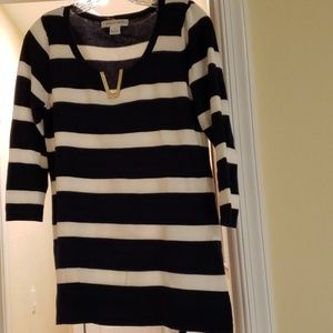 August Silk, Black & White striped sweater